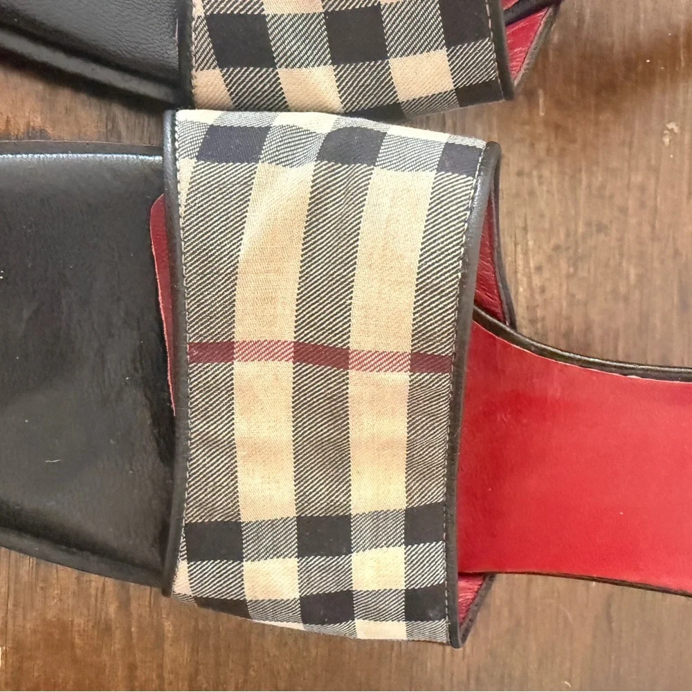 Burberry Black and Red Plaid Mules - Picture 3 of 5